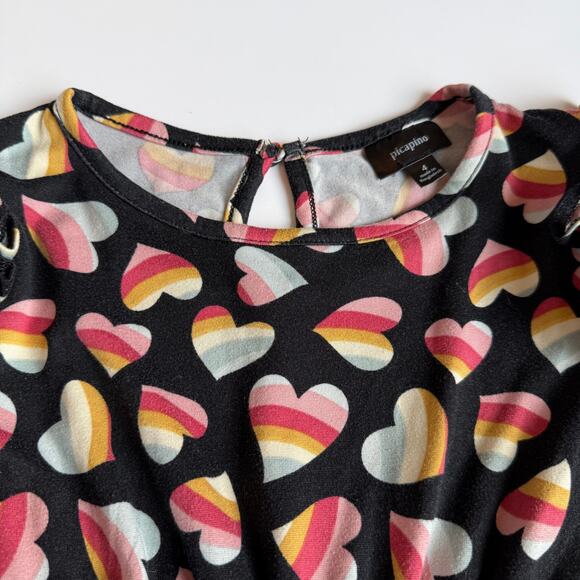 Picapino Rainbow Hearts Black One-Piece Romper Girls 4 - Picture 6 of 10